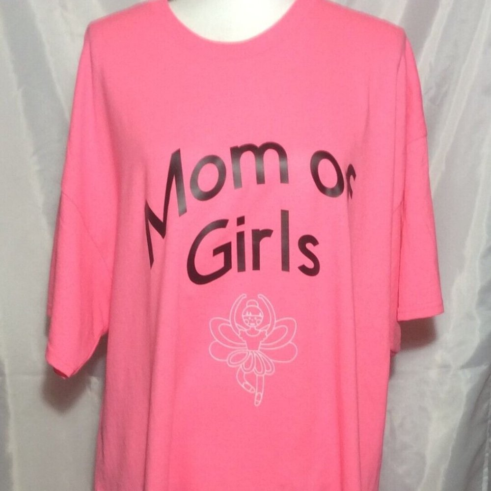 Mother Day Gidan Pink Short Sleeve T-Shirt Size 2XL Mom of Girls Multicolor.